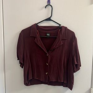Wild Fable Cropped Short Sleeve Button Up